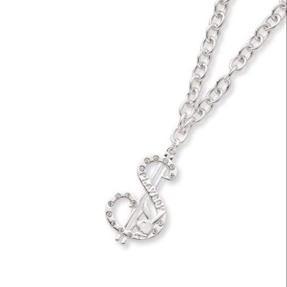 Playboy Necklace Dollar Sign Pendant Bunny Logo Crystal $ Cash Money Hip Hop y2k - Picture 10 of 12